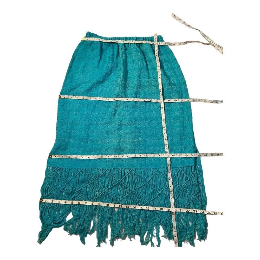 Women’s Aqua Reef Fringe Midi Skirt Size M